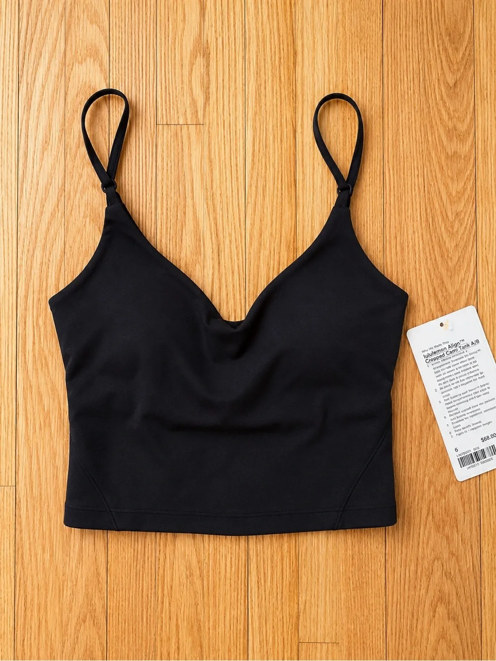 NWT Lululemon Align Cropped Cami Tank A/B Black Size 0 Retired